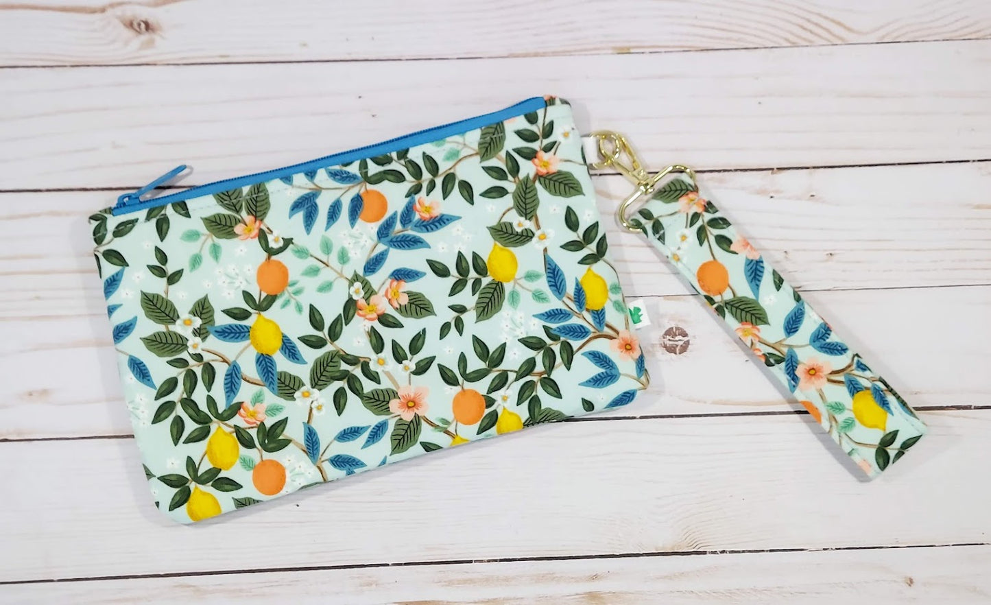 Rifle Paper Co Lemon Zipper Pouch with Wristlet Strap