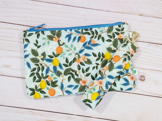 Rifle Paper Co Lemon Zipper Pouch with Wristlet Strap
