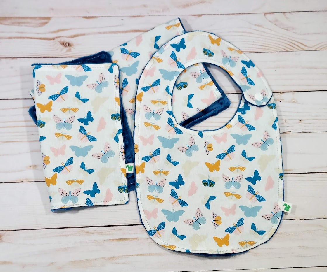 Dusty Blue Butterflies Baby Gift Set