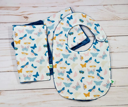 Dusty Blue Butterflies Baby Gift Set