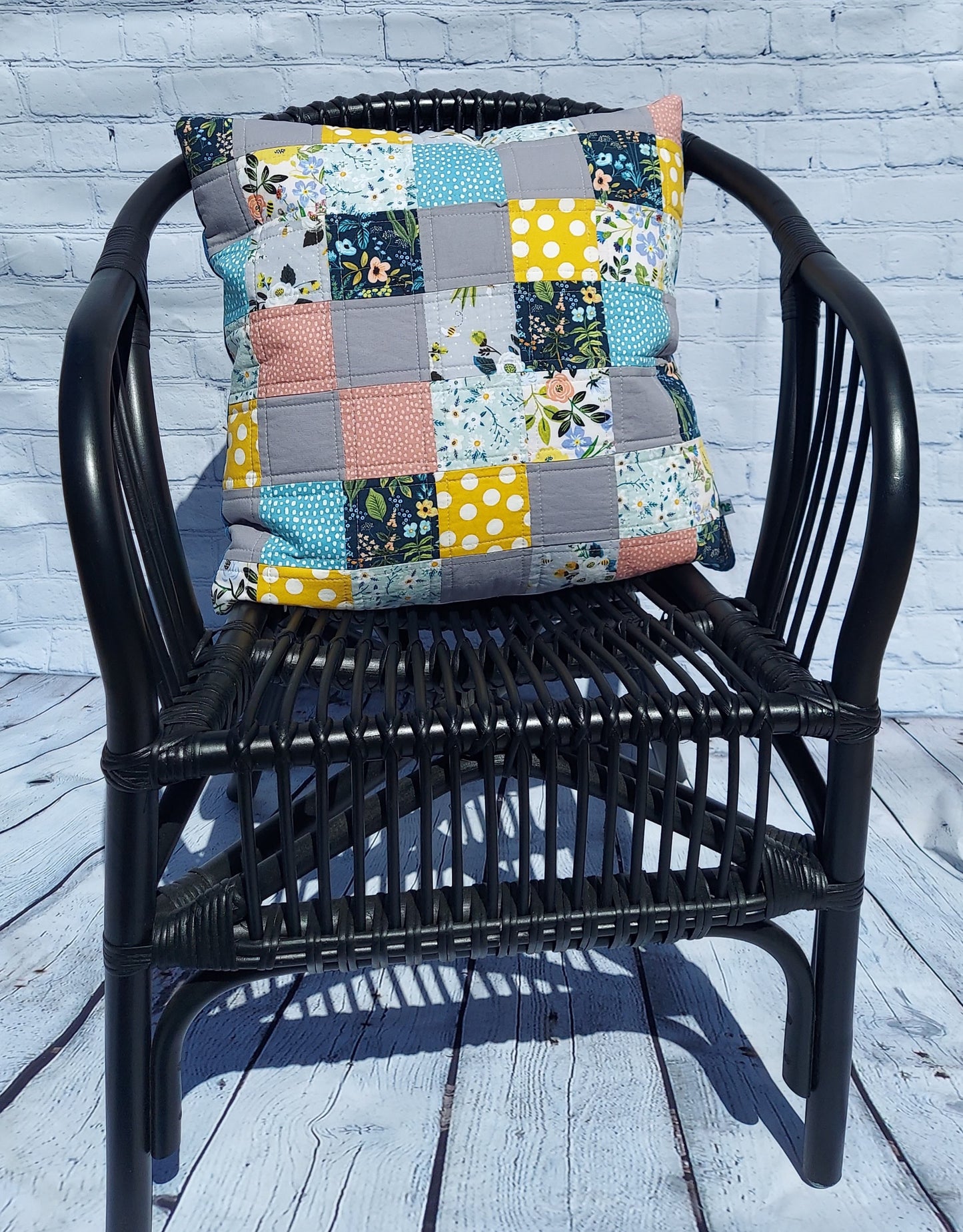 Quilted Pillow Cover Patchwork Floral