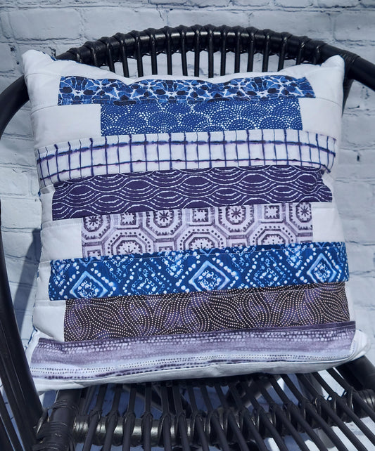 Quilted Pillow Cover Blue