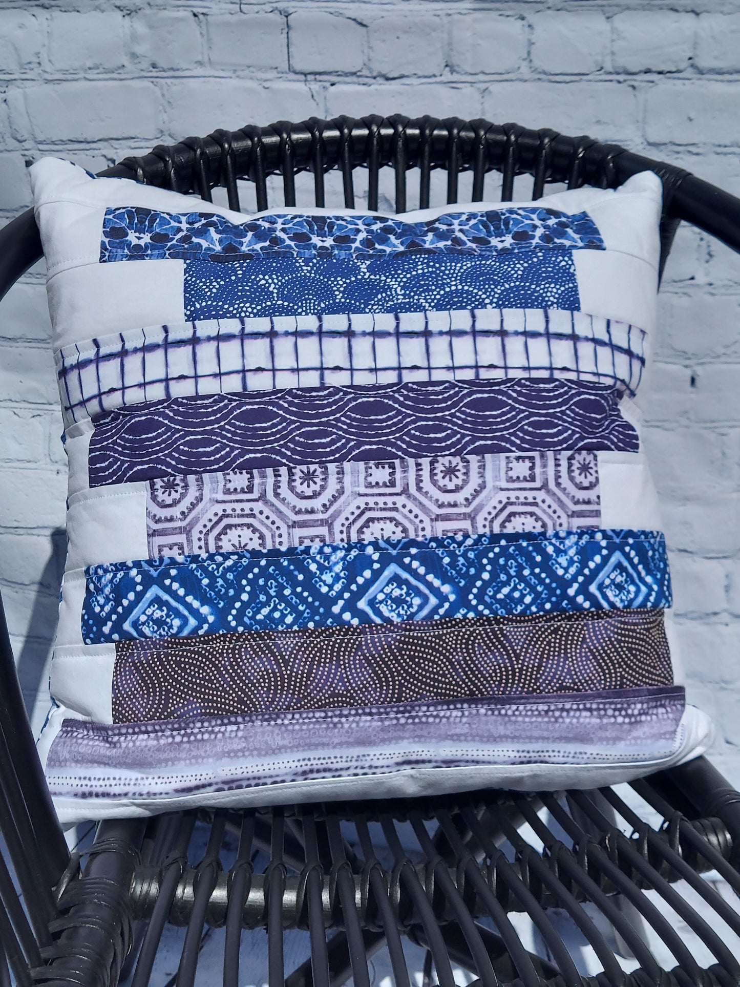 Quilted Pillow Cover Blue