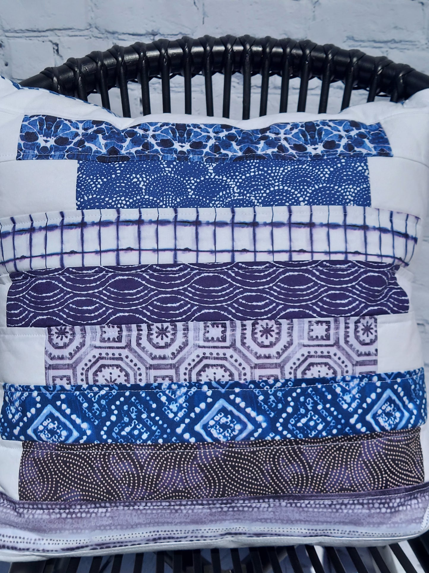 Quilted Pillow Cover Blue