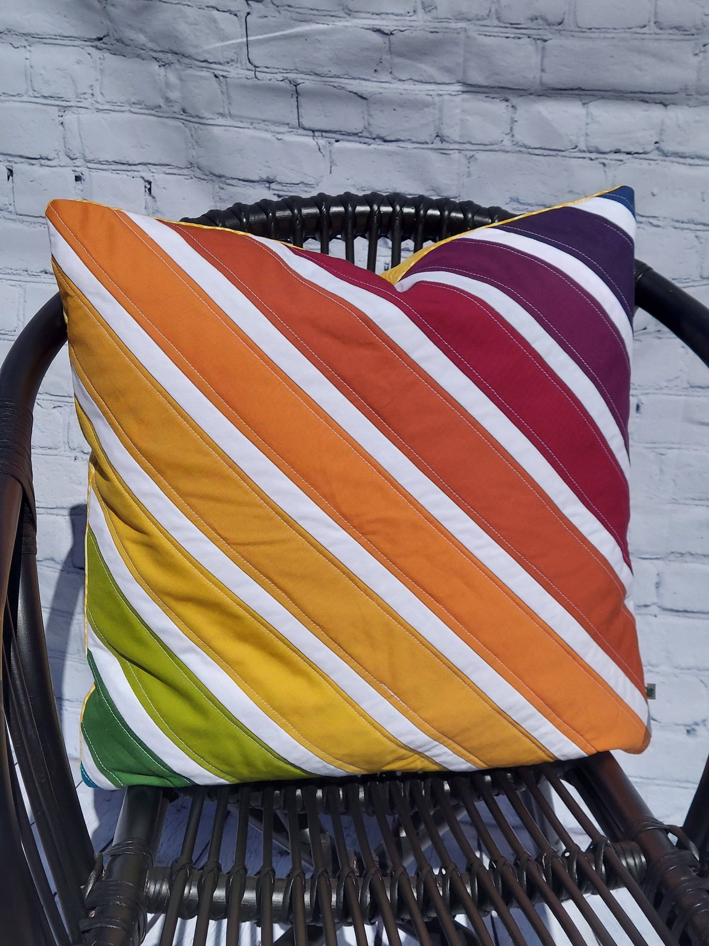 Quilted Pillow Cover Rainbow