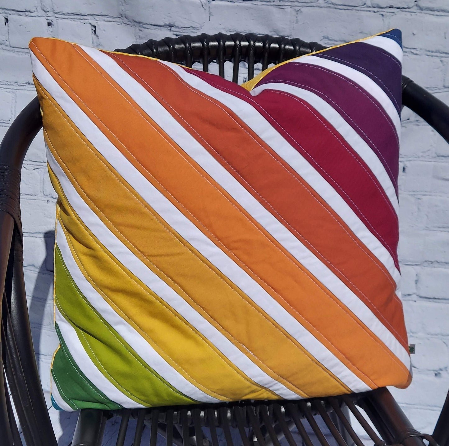 Quilted Pillow Cover Rainbow