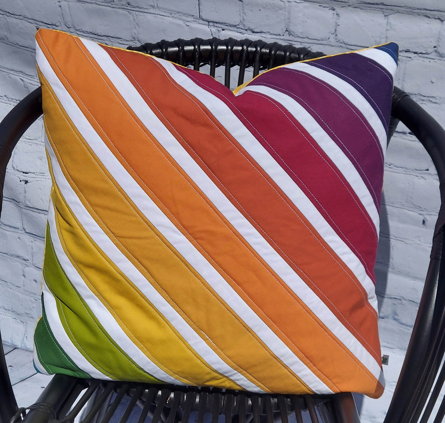 Quilted Pillow Cover Rainbow