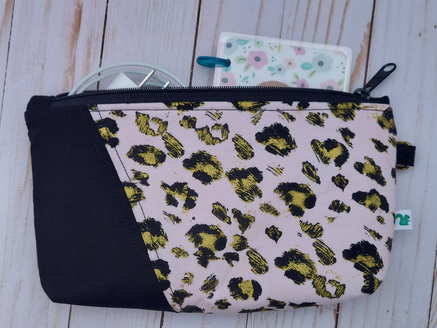 Pink & Gold Leopard Zipper Pouch